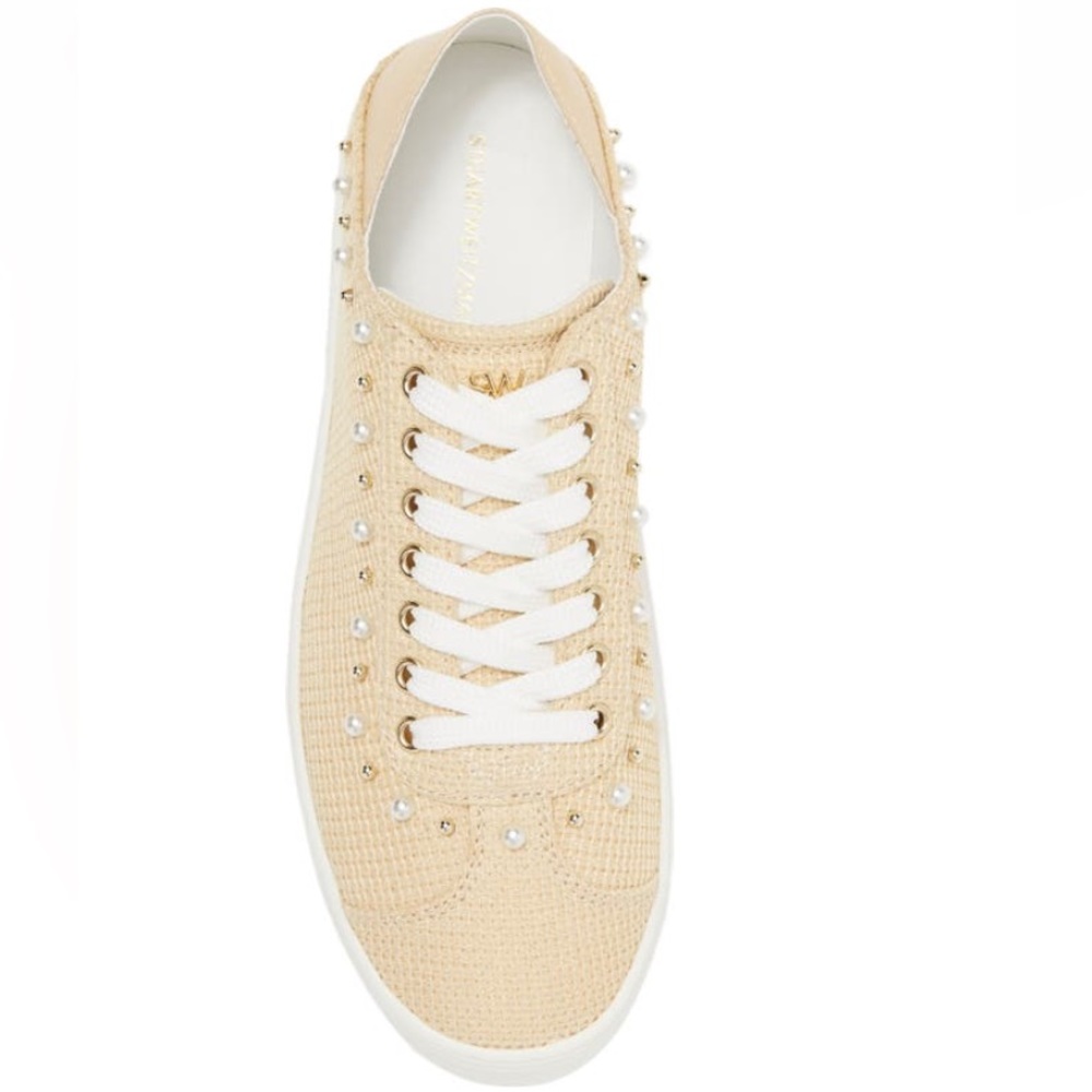 Stuart Weitzman Natural Embellished Platform Sneakers Sz 7 US $395 - Picture 5 of 15